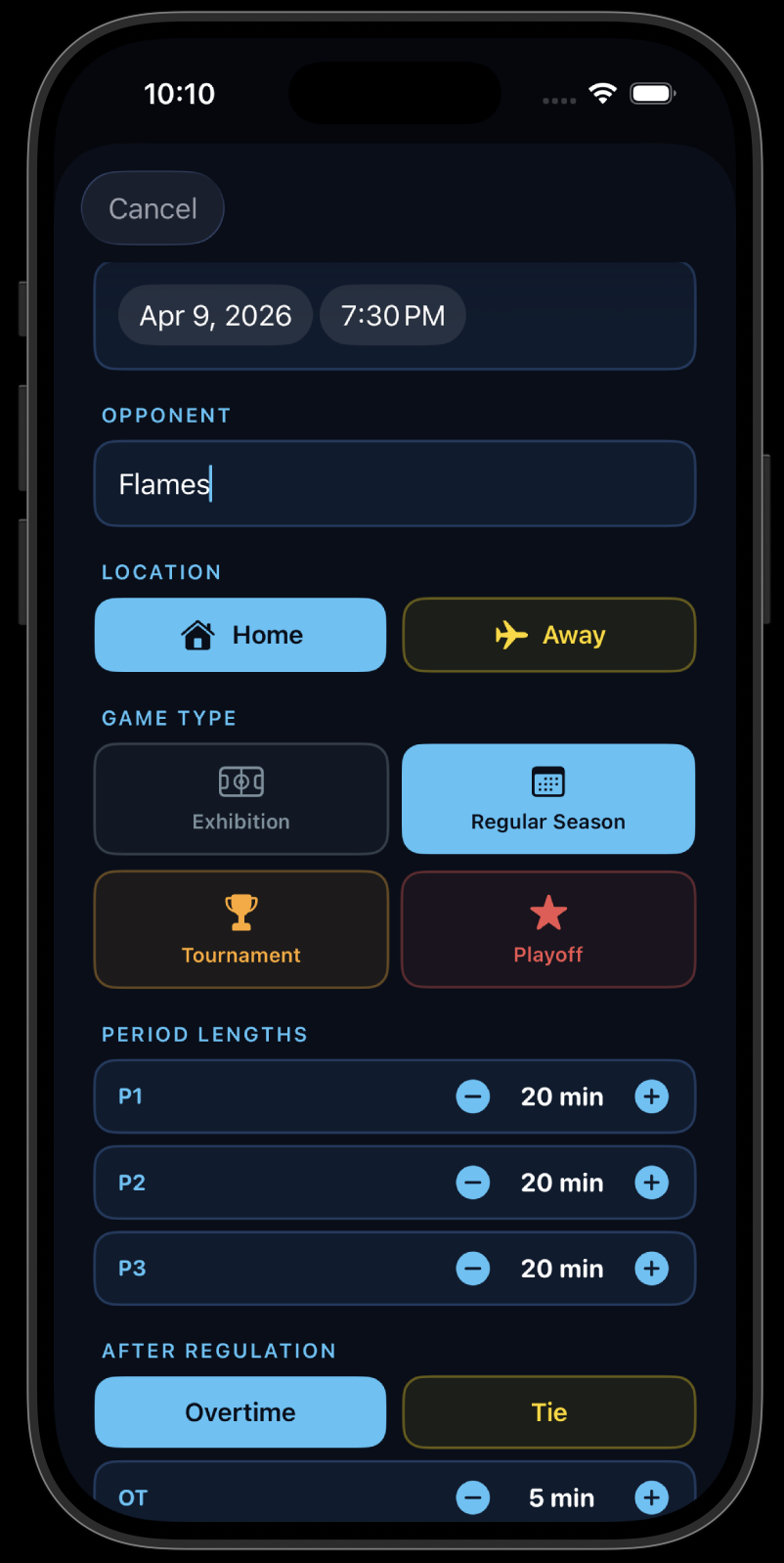 BackCheckLabs — New game setup screen