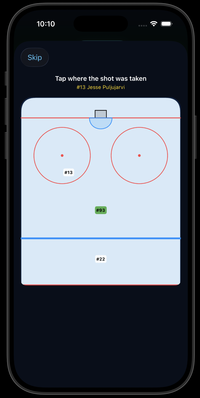 BackCheckLabs — Shot location rink diagram
